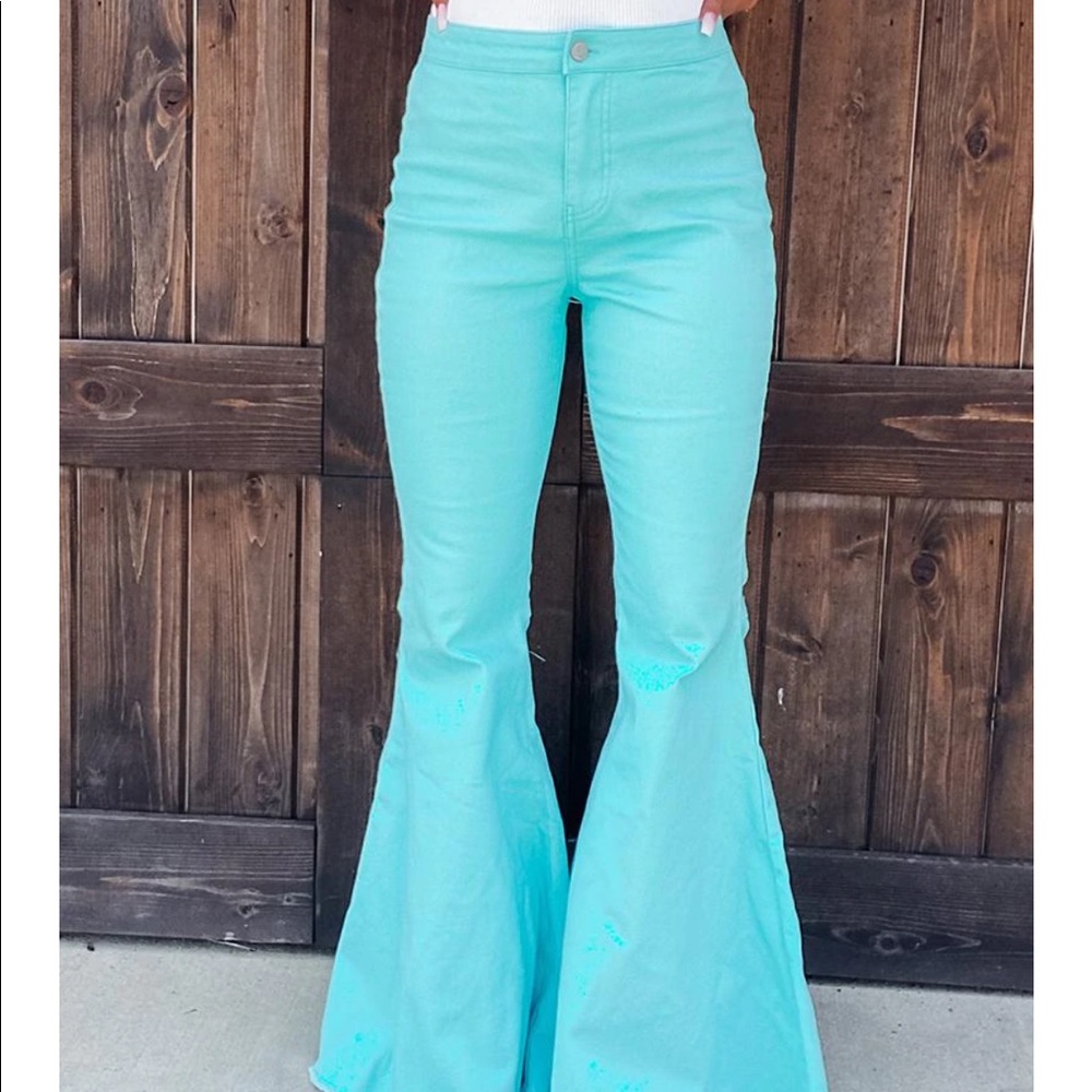 Peach Love California Small Aqua Flare Jeans